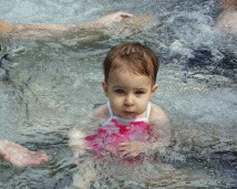 Rachel in the hot tub.