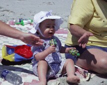Rachel playing in the sand.