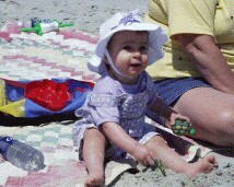 Rachel playing in the sand.